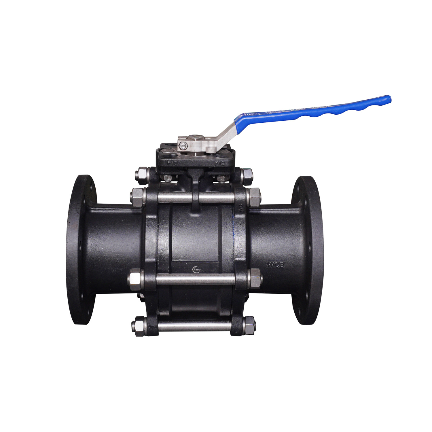 Three-piece flanged ball valve made of carbon steel