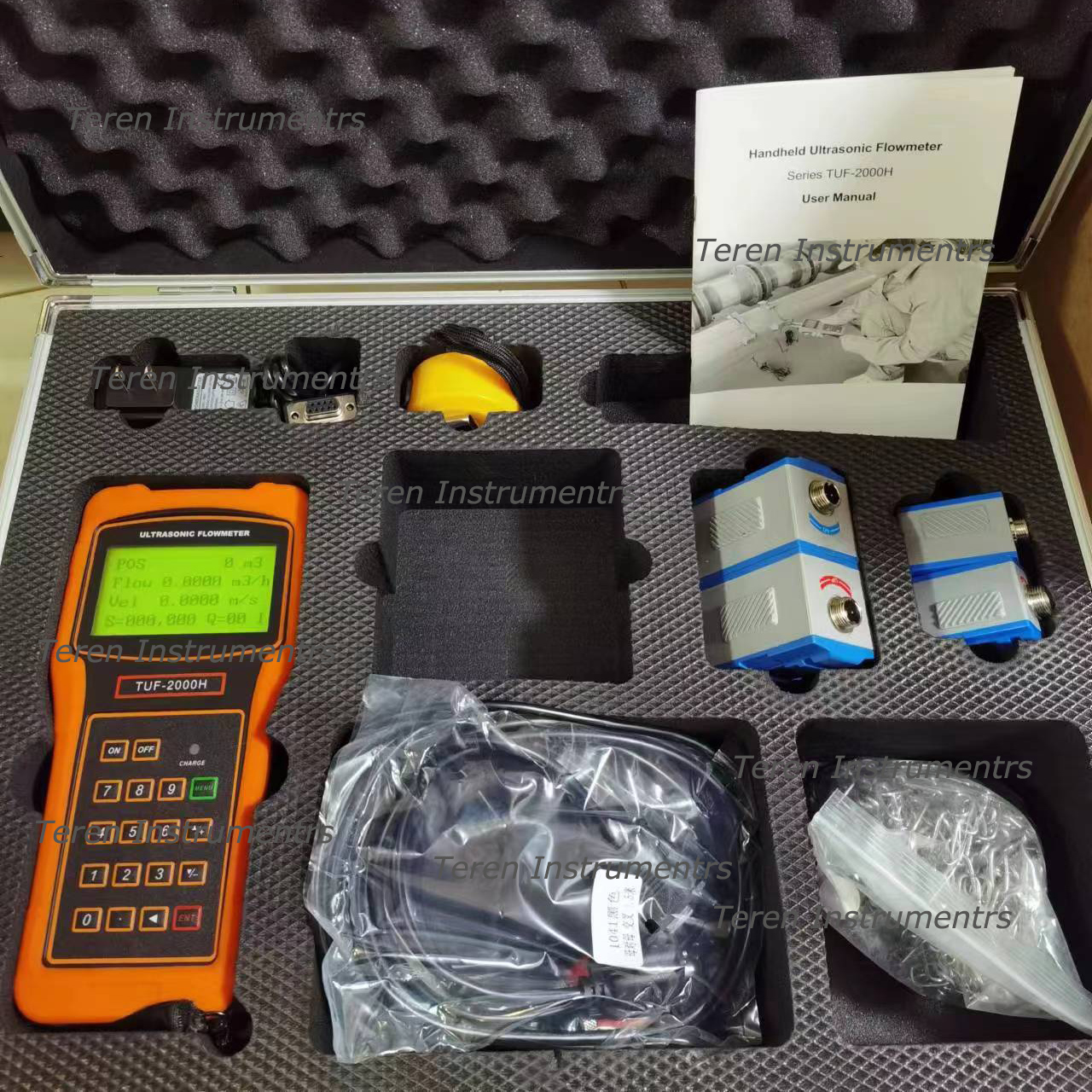 TUF-2000H Clamp-On Ultrasonic Transit Time Flow Sensor High Precision Transit Time Flow Meter