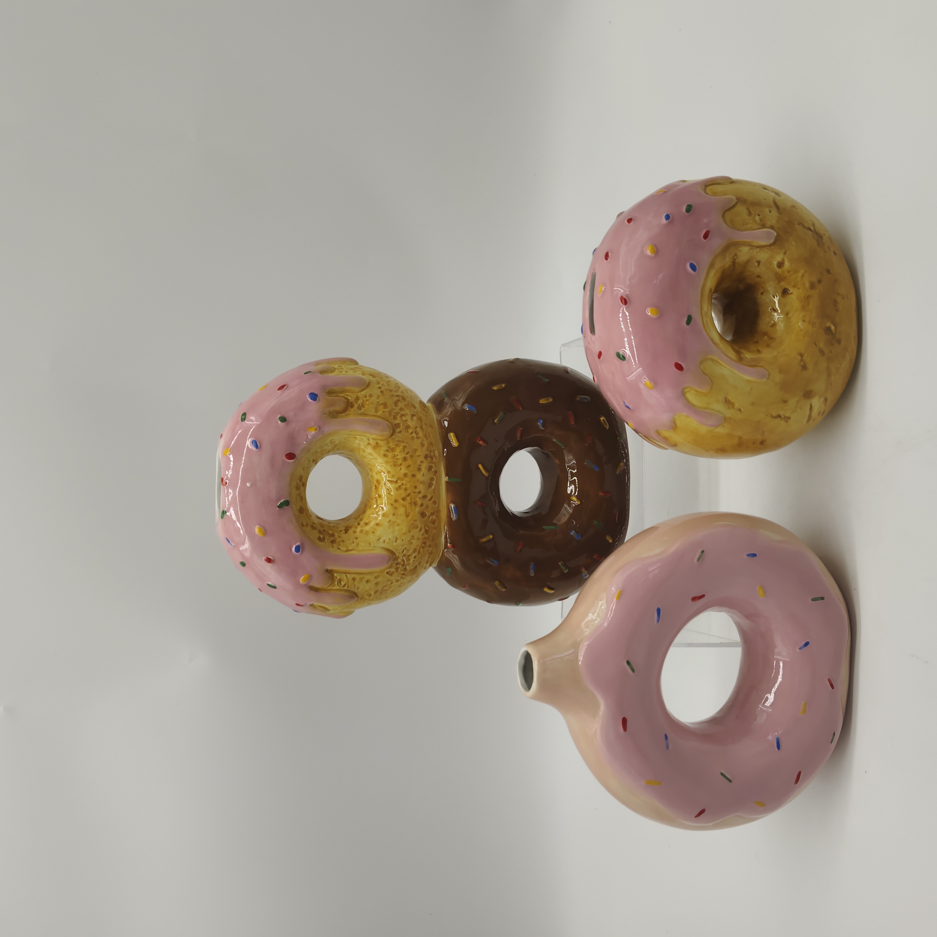Colorful donut ceramic vase