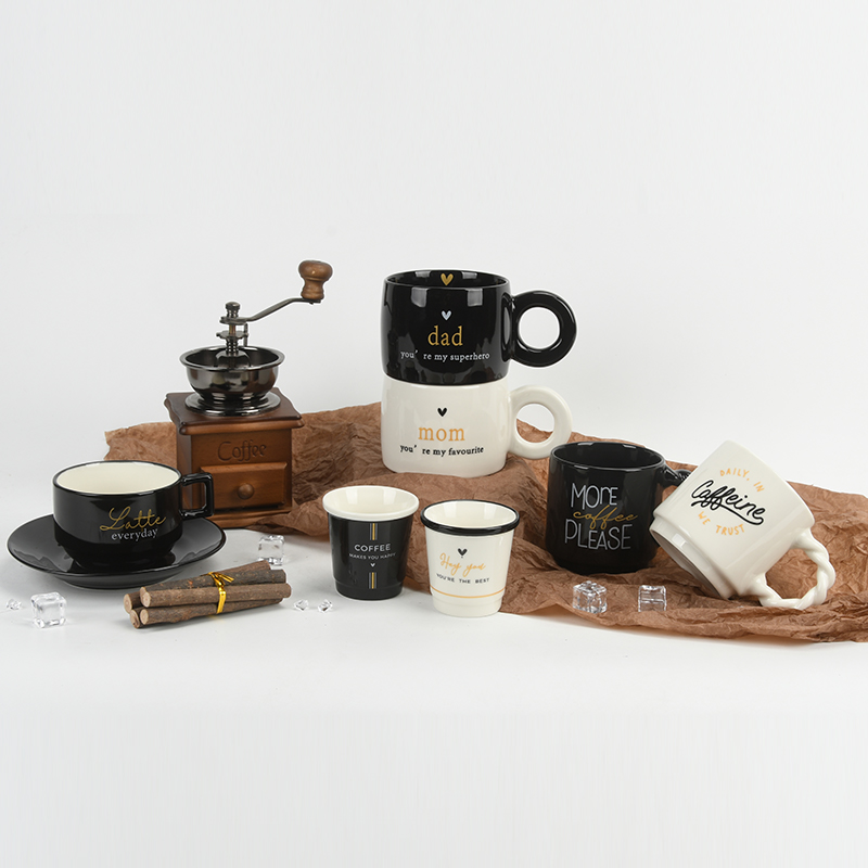 Black and White Coffee Hand-painted Ceramic Series