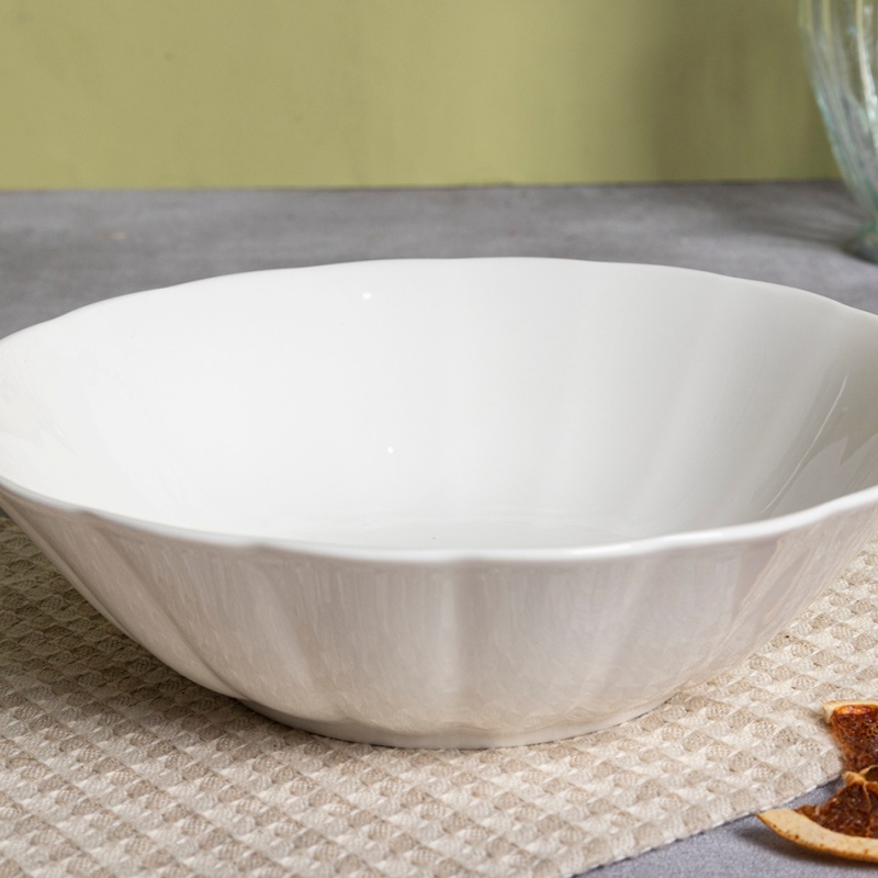 23.1CM Vegetable Bowl, Embossed New Bone China – For Vegetables, Salads, and Stews