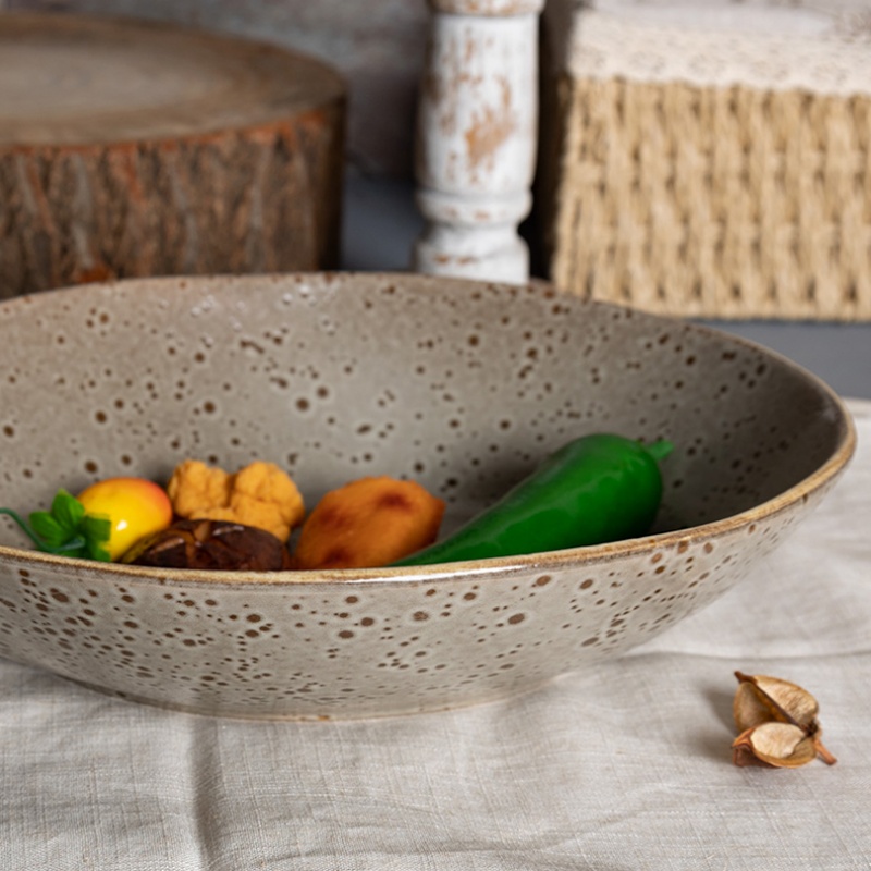 Happy Go 15.5cm 23cm 28cm Rice Bowl Soup Bowl Reactive Glaze With Speckle