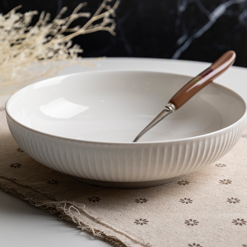 20CM (900ML) Deep Bowl, Vertical Stripe Embossed – Microwave & Dishwasher Safe