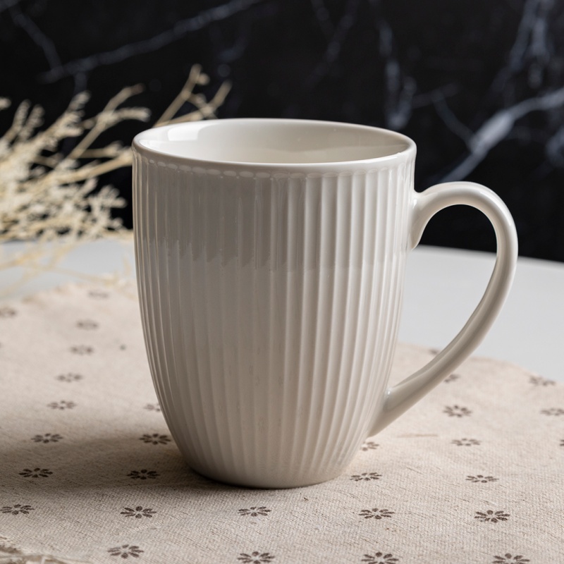 12OZ Mug, Vertical Stripe Embossed – For Coffee, Tea, or Hot Drinks