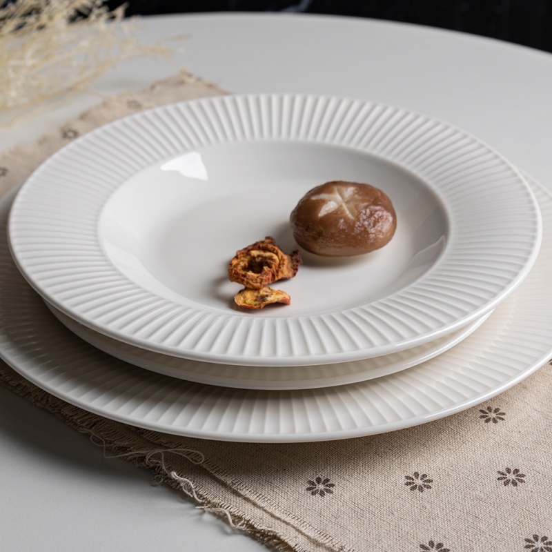 8.75-inch (170ML) Vertical Stripe Embossed Soup Plate – Handcrafted New Bone China Design