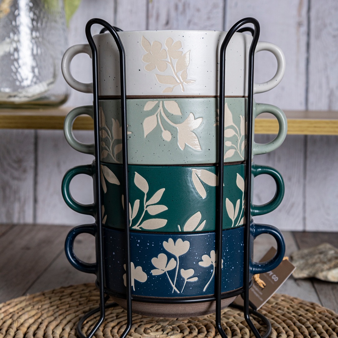 Flower collection 12CM/15OZ BOWL WITH TWO EARS SILK SCREEN PRINGTING WITH NATURAL BOTTOM