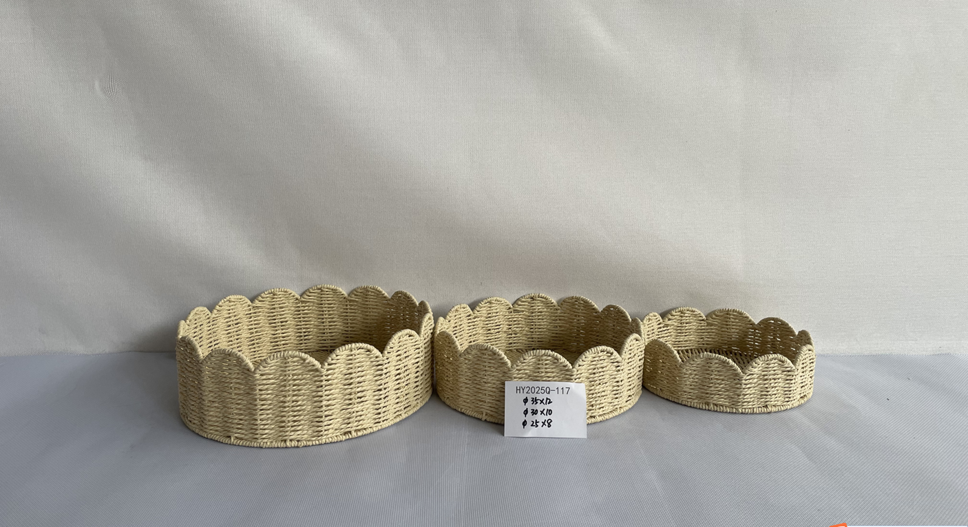 Paper rope baskets set 3