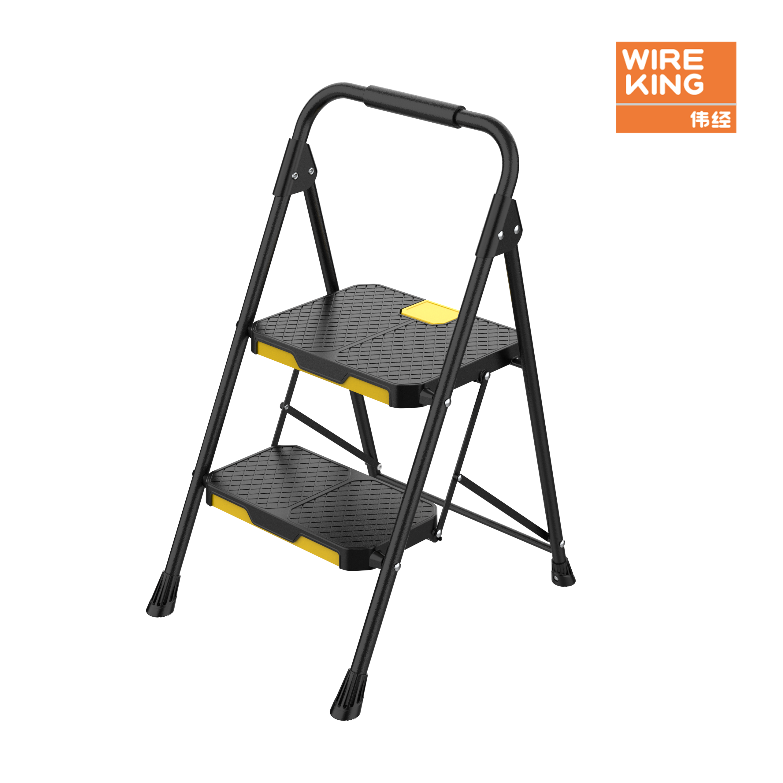 Steel ladder with plastic platform