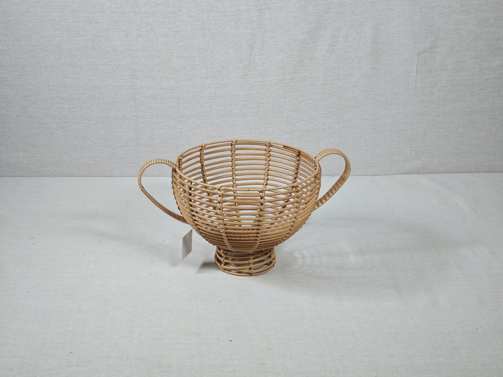 Round Wicker Storage Basket with Handles, Waterproof Plastic Large Wicker Baskets for Storage