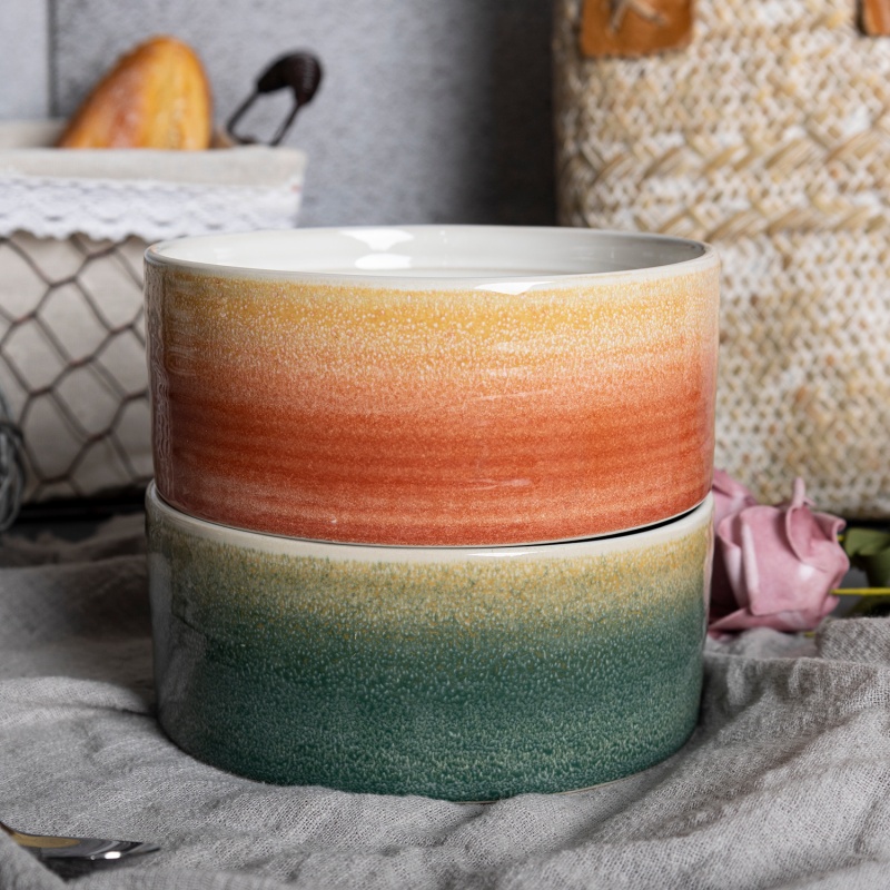 Happy Go 15cm(22oz) Bowl Inner Reactive Glaze Outside White Color Glaze With Embossment