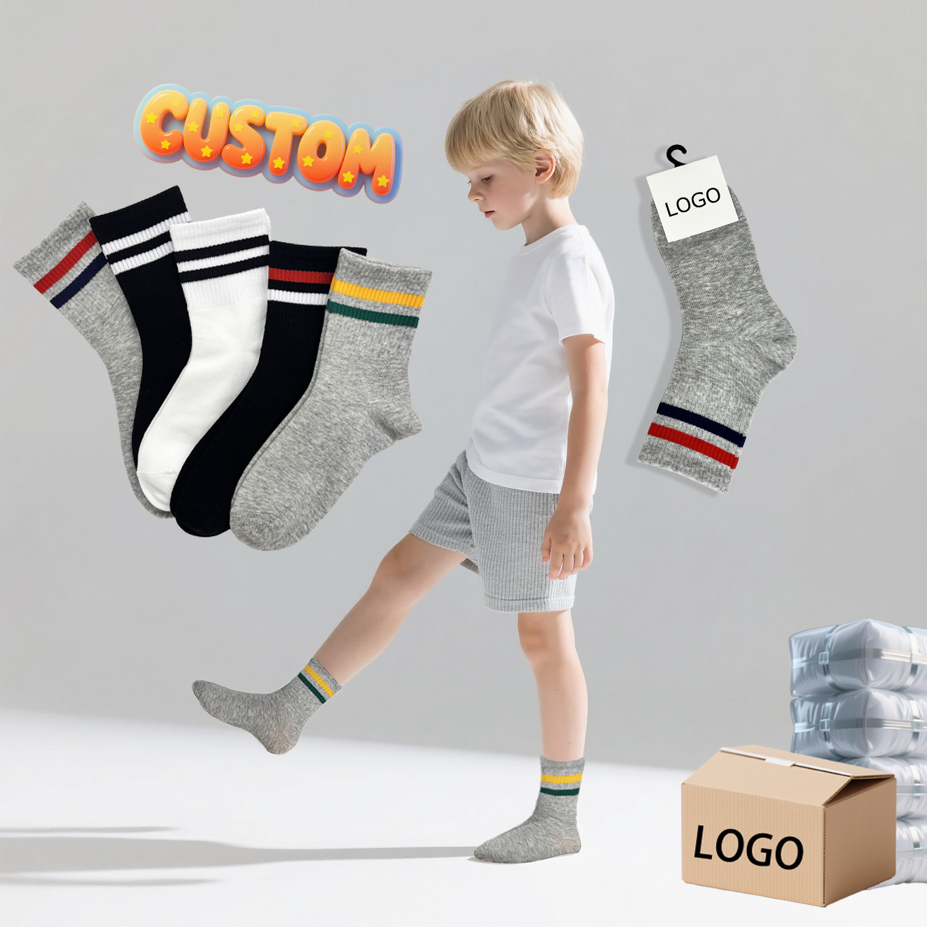 Huayang children's knitted socks are comfortable and breathable
