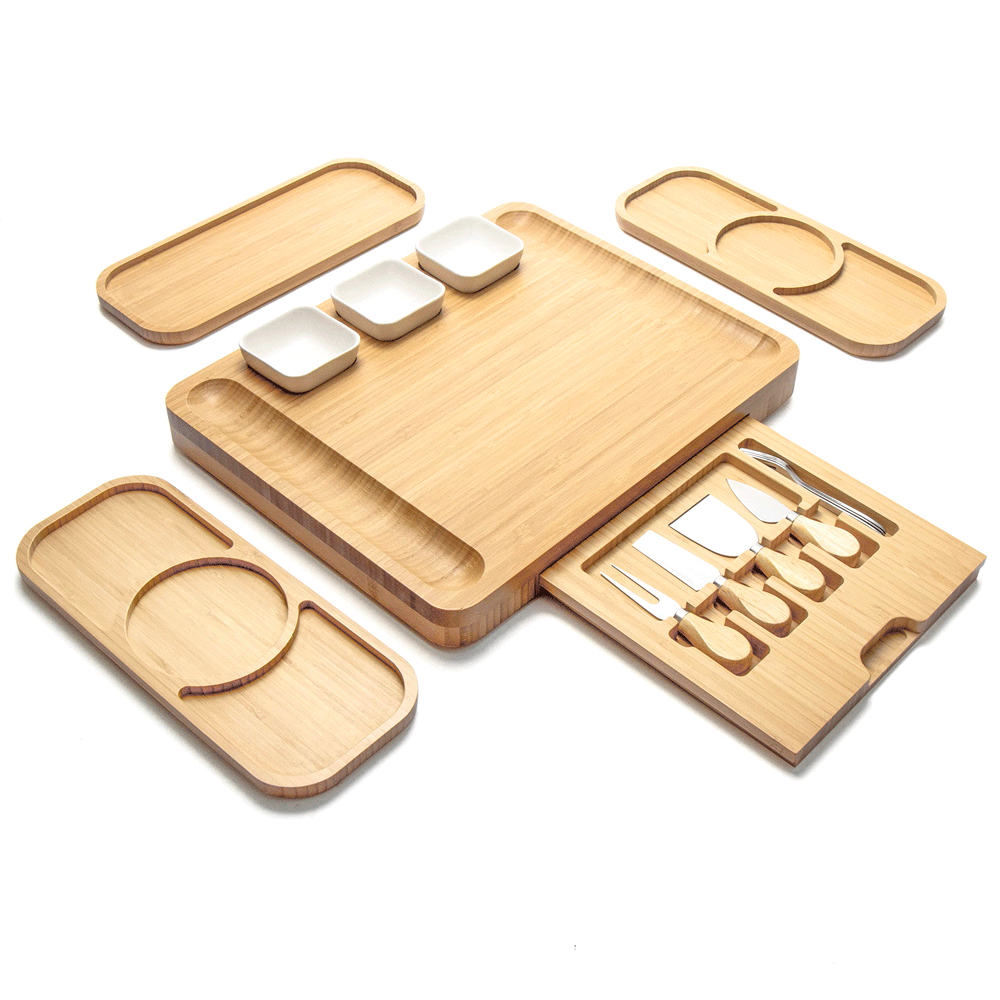 Shangrun Bamboo Cheese Charcuterie Board With Knife Set