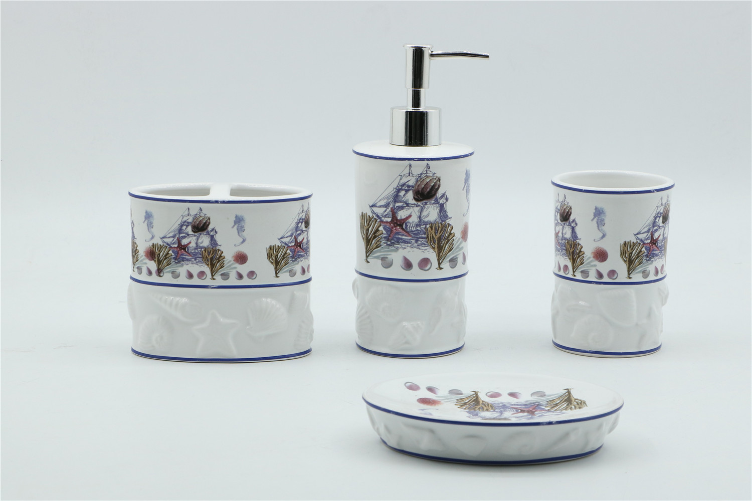 4pcs Ceramic bath set printed designe ceramic bathroom accessories