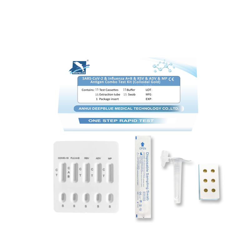 DEEPBLUE (5 in 1)SARS-CoV-2 & Influenza A+B & RSV & ADVAntigen Combo Test Kit (Colloidal Gold)
