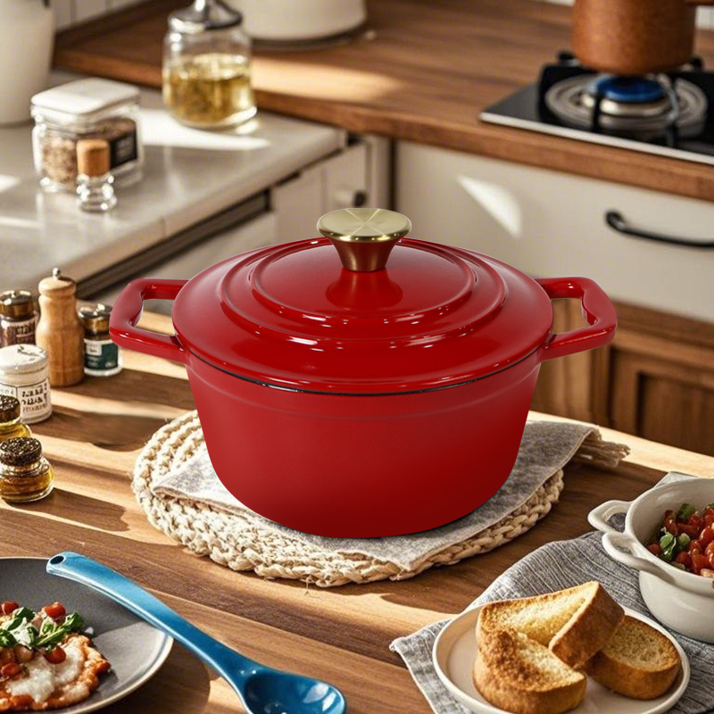 Cast Iron Enamel Kitchen Cookware Food Pot Casserole Dish