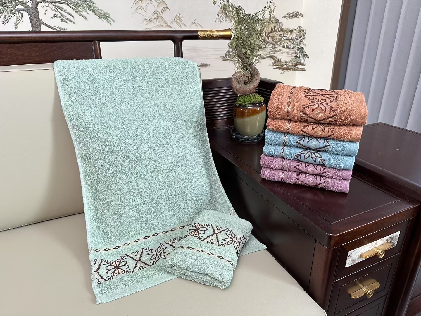 elegant brocade bath towel