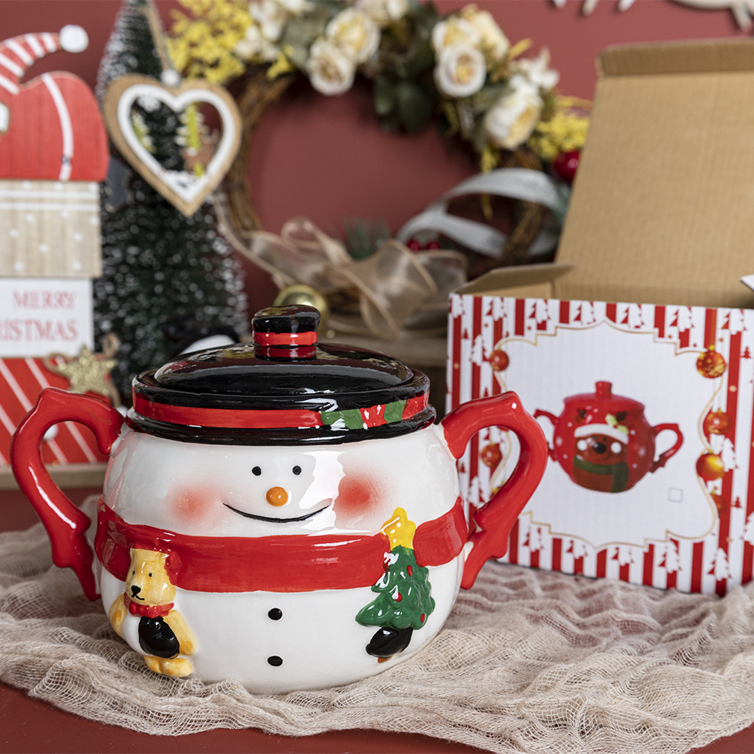 Happygo Christmas Ceramic Dinnerware Set Festive Soup Bowl Set for Christmas Feasts