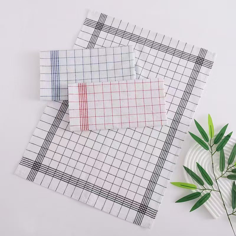 Classic grid tea towel