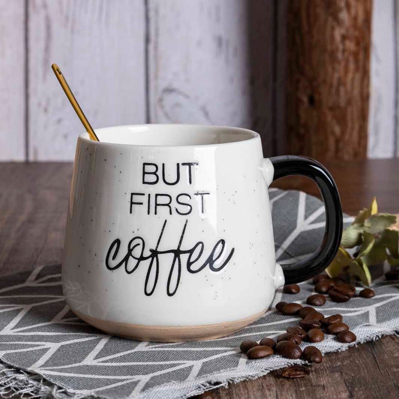 14oz(400ml)mug,silk Screen,speckled,clay Bottom,color Handle