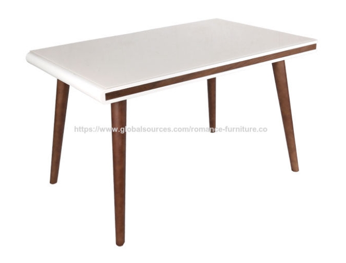 Romance Dining chair High gloss top MDF material dining table with wooden legs