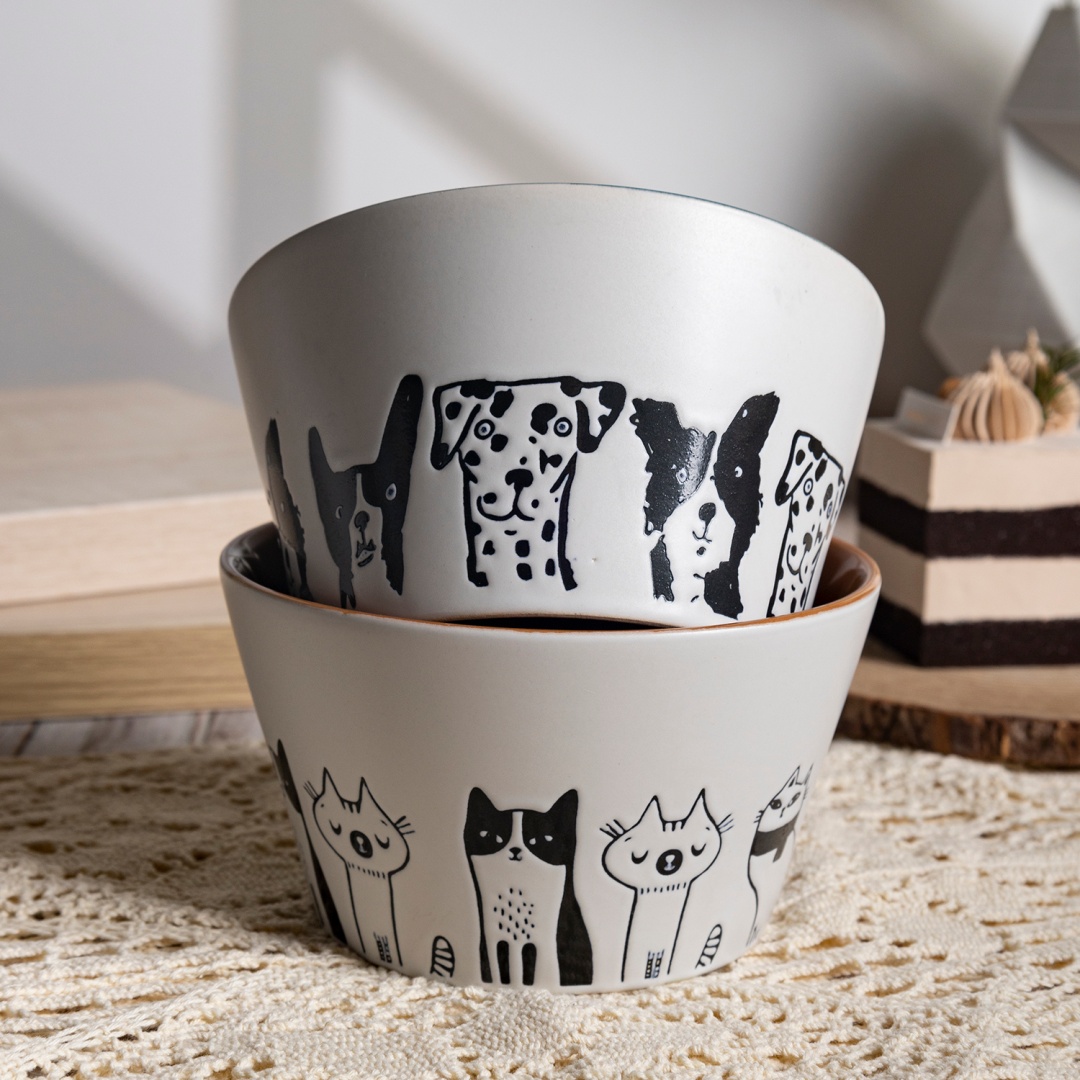 Cereal bowl breakfast ceramic tableware BOWL WITH SILK SCREEN PRINTING