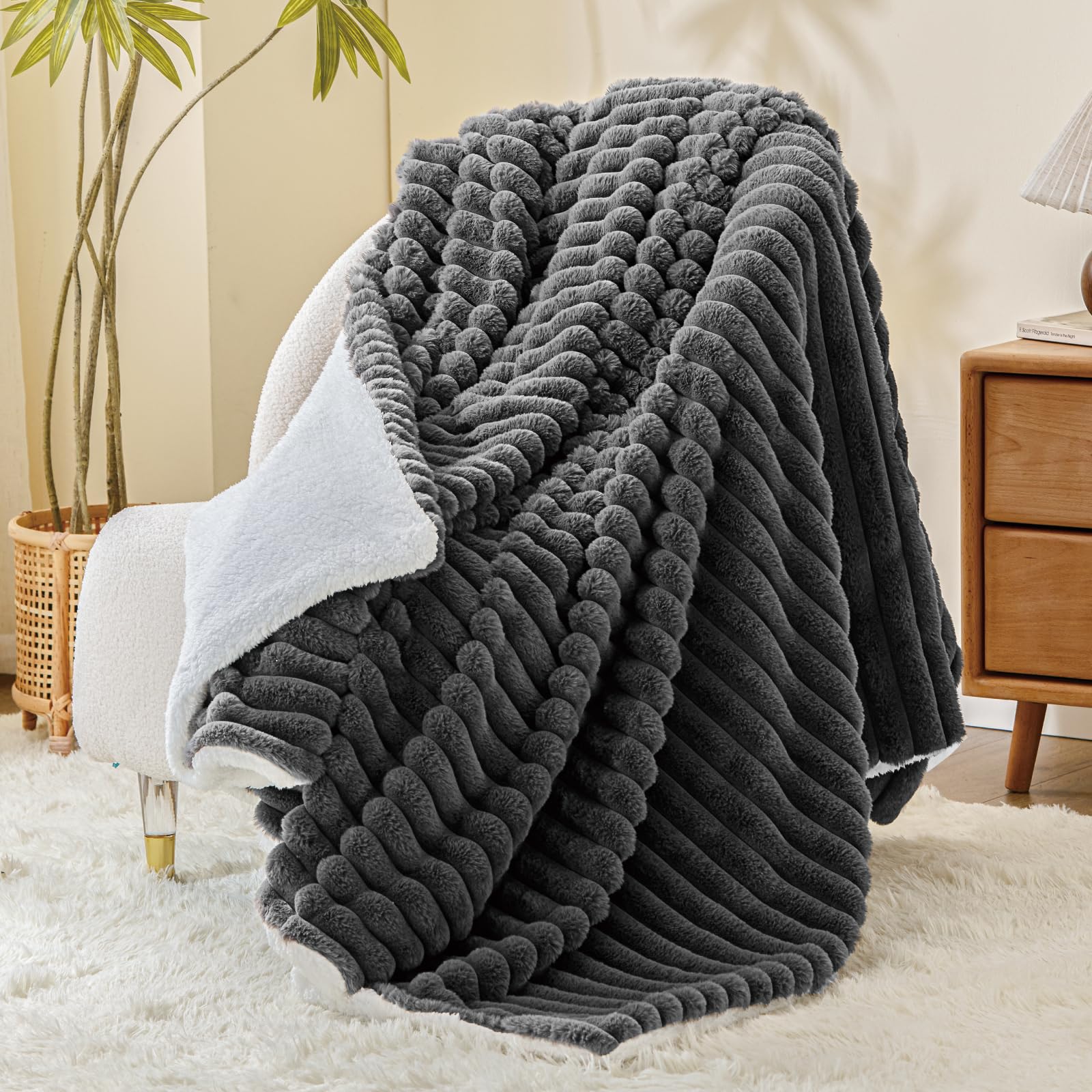 Warm Plush Flannel Stripe double layer blanket