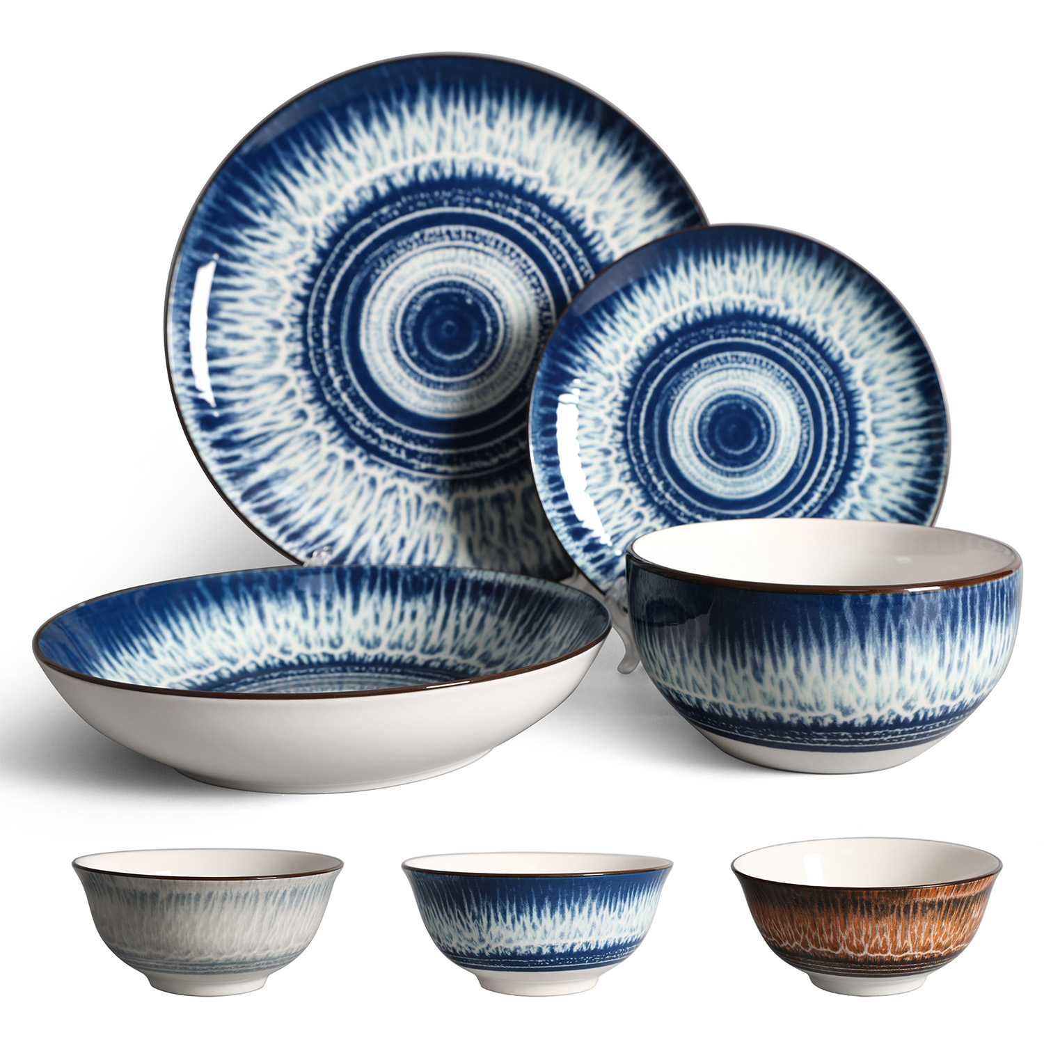 16pcs Hot printed glaze tableware