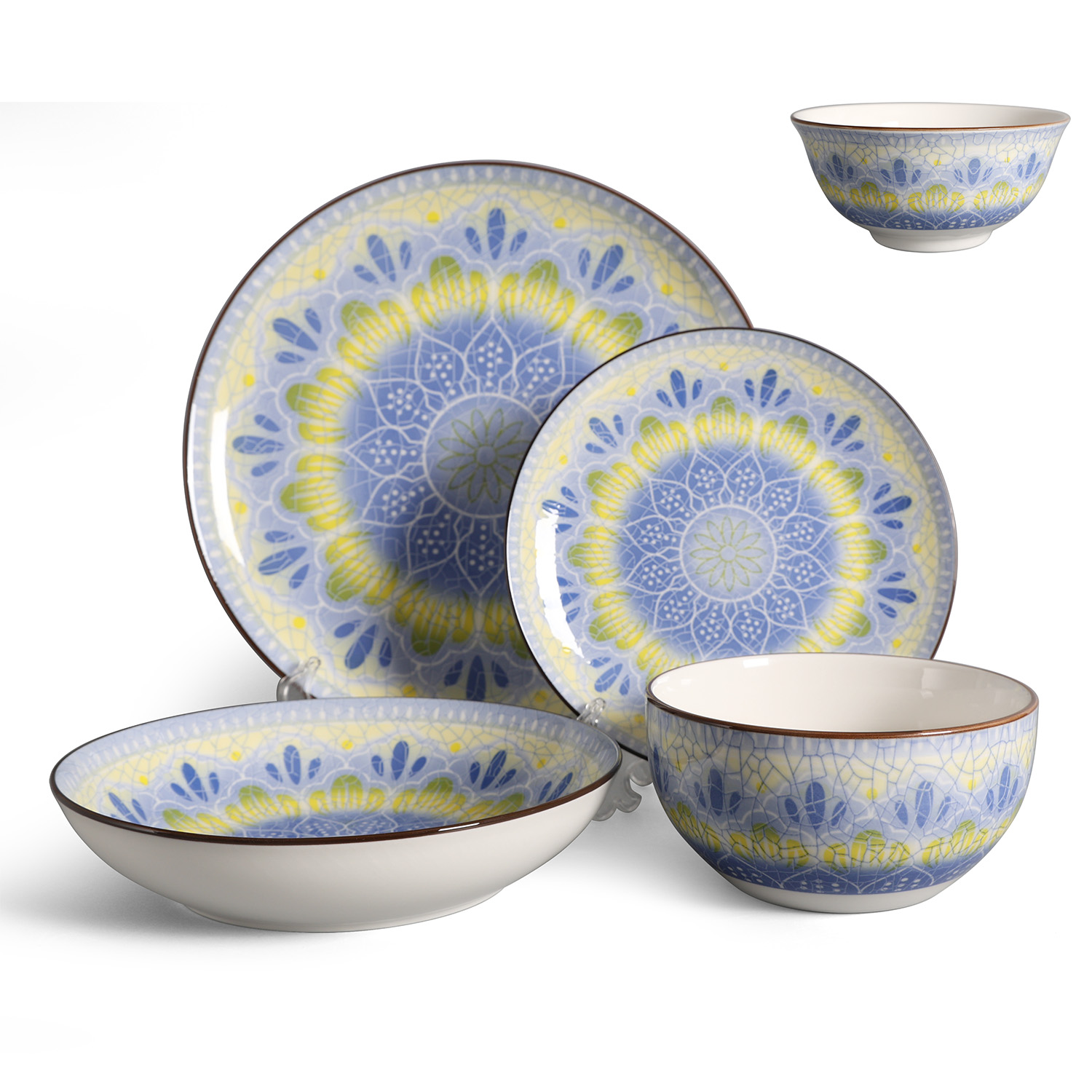 16pcs Hot printed glaze tableware