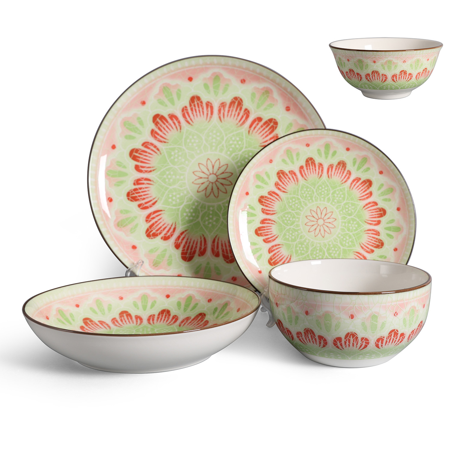 16pcs Hot printed glaze tableware