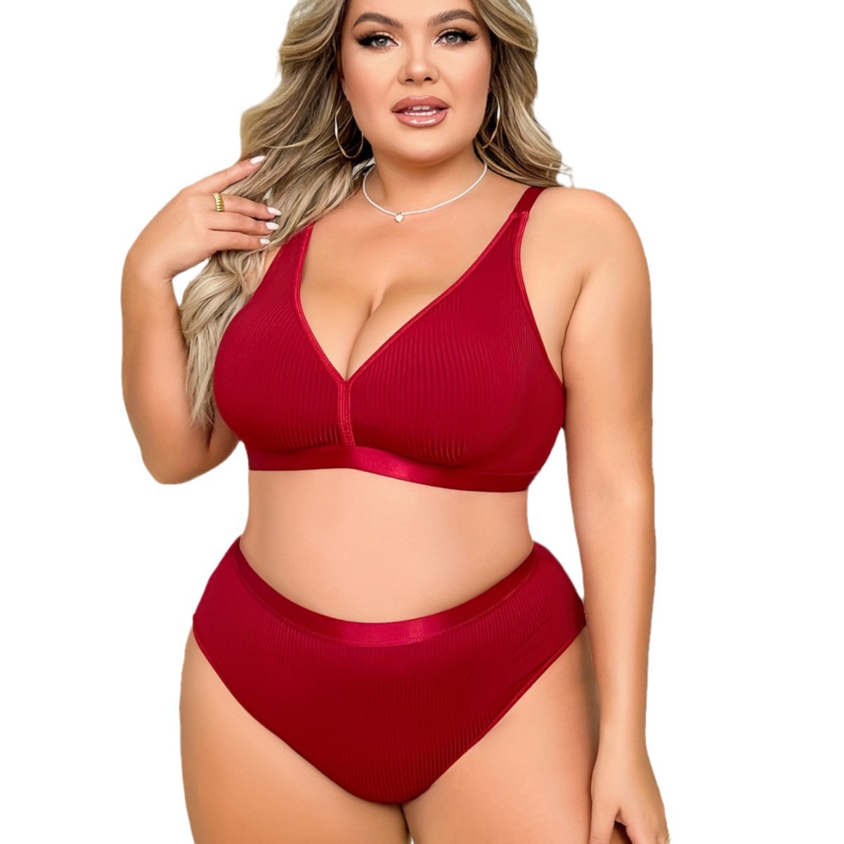 Plus Size Basic Bra Set Comfortable Lingerie Set for Women
