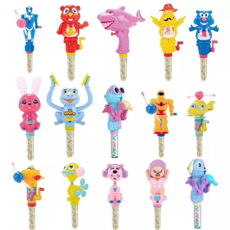 Candy toys hand cranked helicopter light stick Funny candy toy Children toy candy machine candy Toy