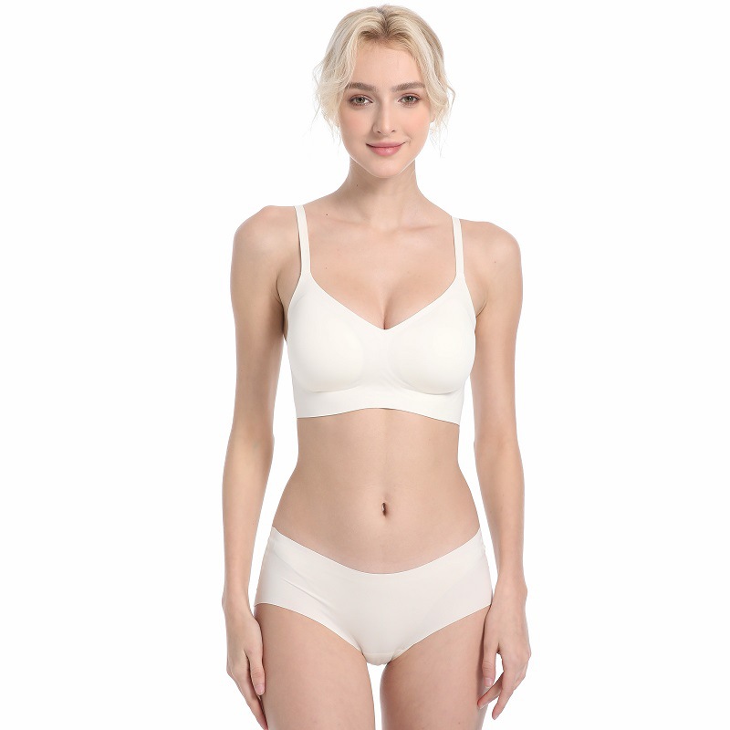 Vest Style Wireless Bra Set for Women Seamless Jelly Strip Soft Support Back