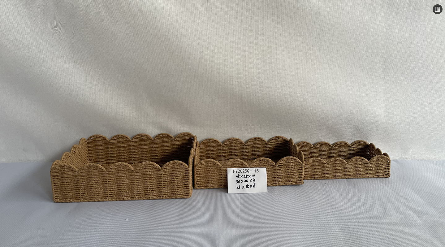 Paper rope baskets set 3