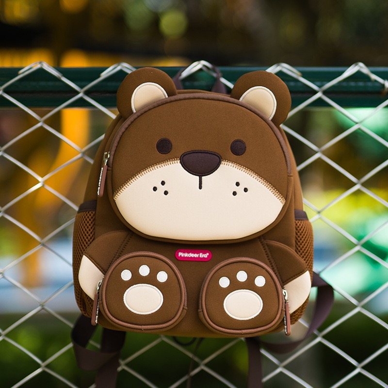Leisure for children's urban light outdoor diving material backpack with teddy bear design