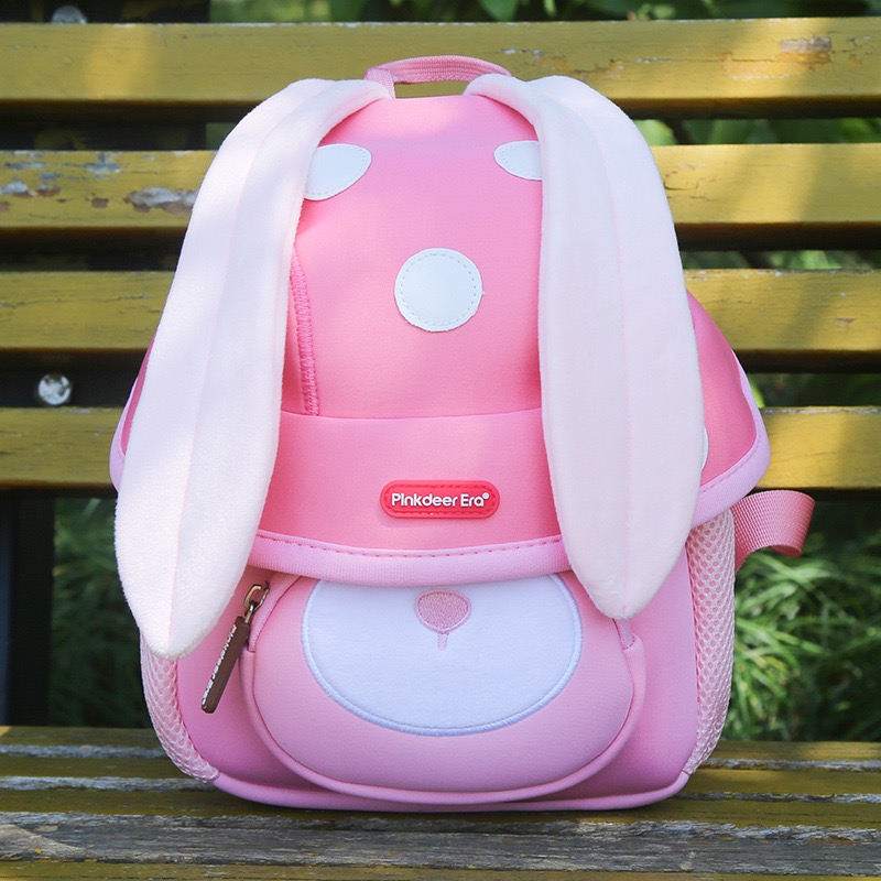 Children's pink mushroom long ear ultra light spine protection diving material kindergarten backpack