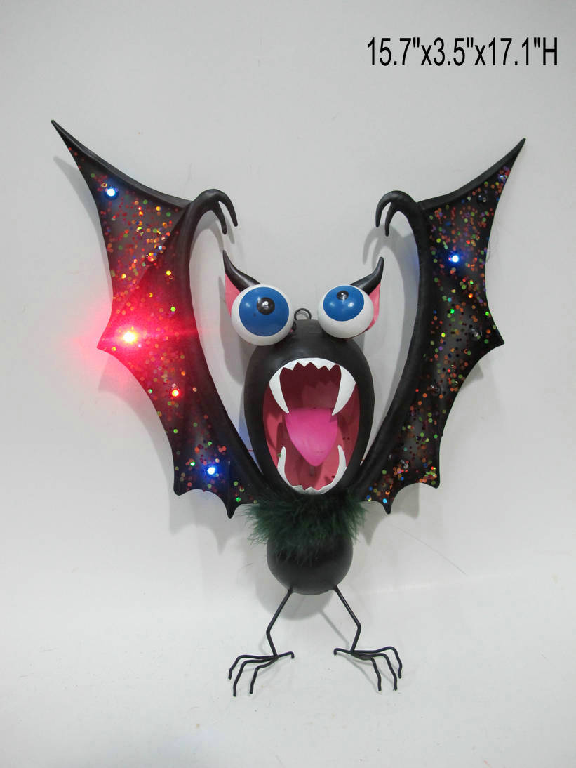 Metal Halloween LED Bat Wall Decor