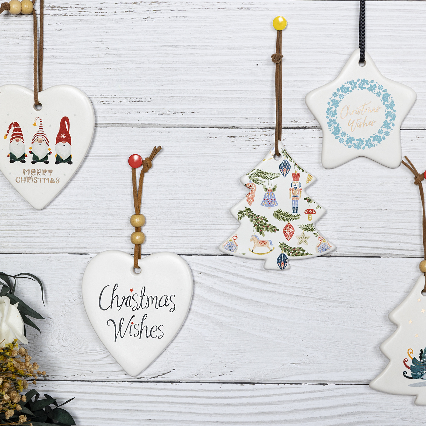 Creative Ceramic Decorative Hanging Ornaments, Multi - shaped Patterns, Festival Home Decor Hangers