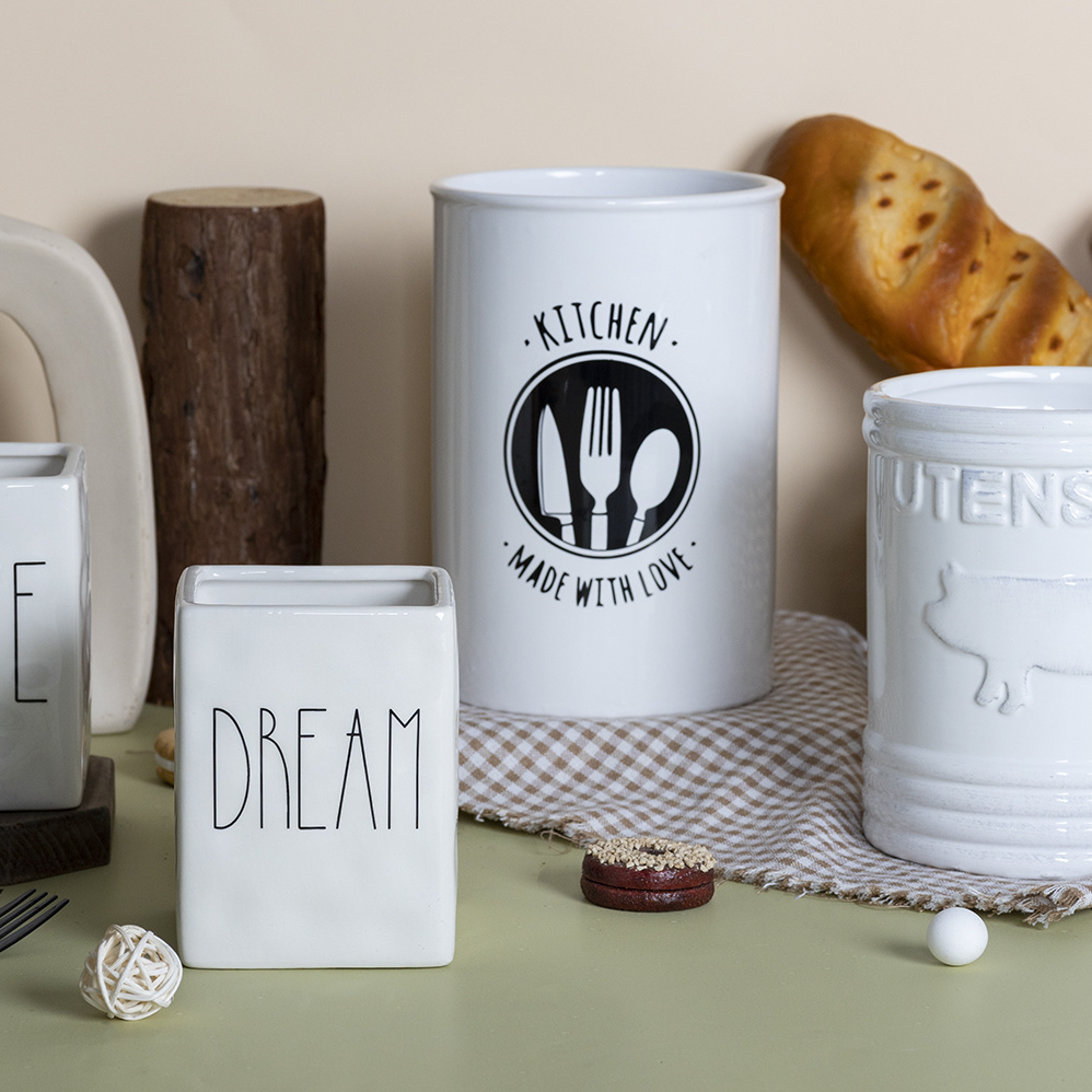 Ceramic Kitchenware Multi-Pattern Letter & Animal Designs Home Tableware Storage Containers
