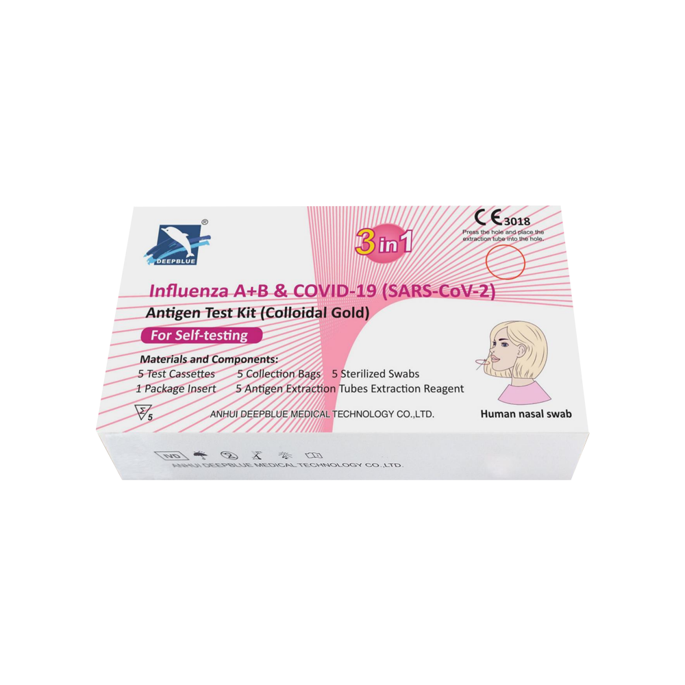 DEEPBLUE Influenza A+B & COVID-19 (SARS-CoV-2)Antigen Test Kit (Colloidal Gold)