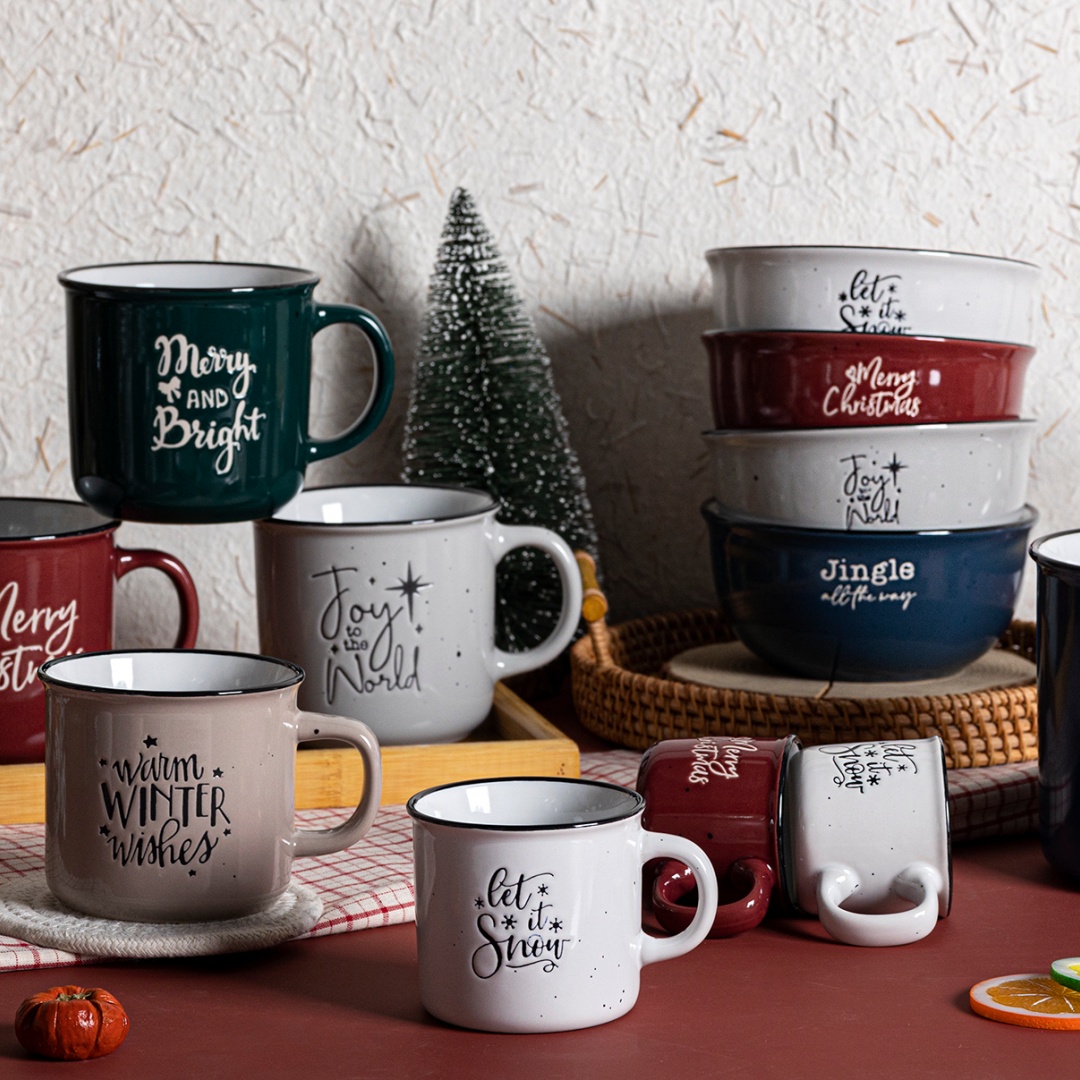 Winter&autume Ceramic Coffee Cup MUG WITH SILK SCREEN PRINTINGCup