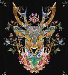 Handmade inlay and flower arrangement of natural gemstones