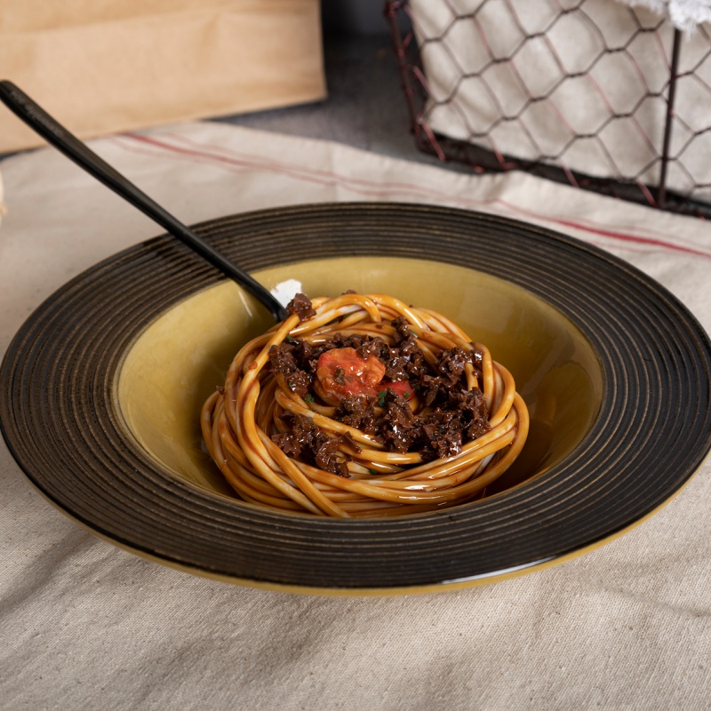 Happy Go 22.5cm (12oz/340ml) Pasta Bowl With Embossed