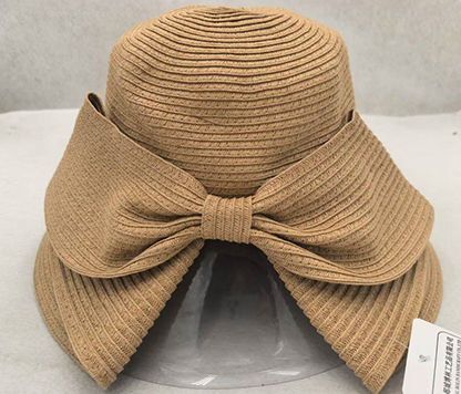 Large Brim Straw Sun Hat with Bowknot