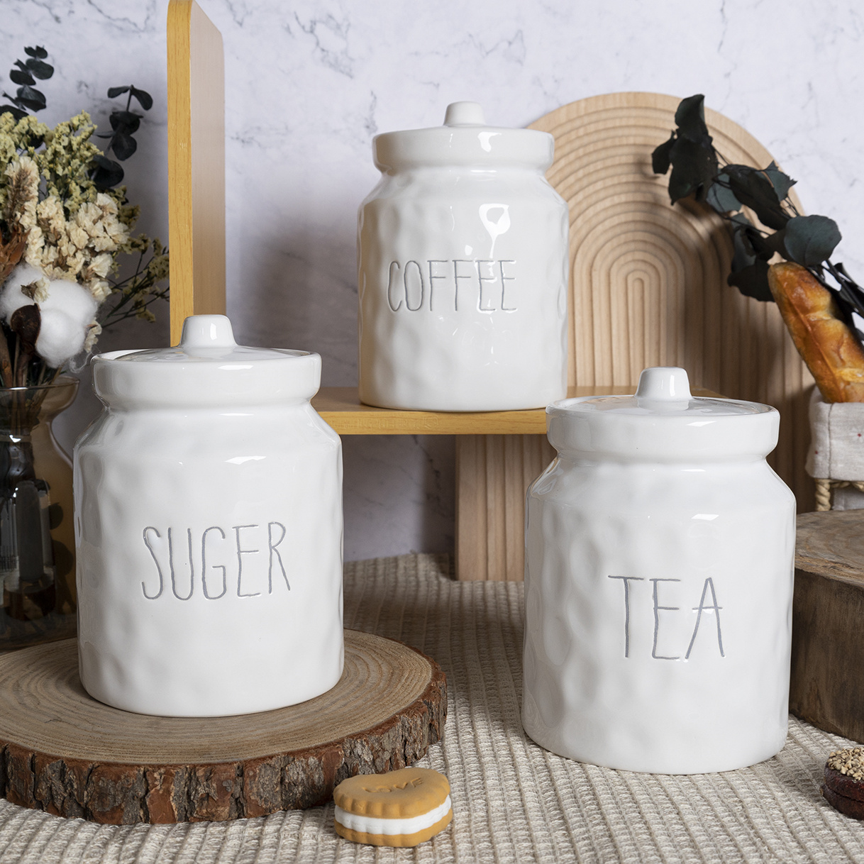 HAPPYGO Customizable Ceramic Kitchen Food Storage Containers