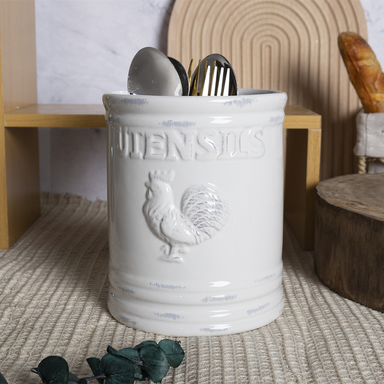 Ceramic Kitchen Storage Jar Set Including Cutlery Storage Utensil Jar and Napkin Holder and so on