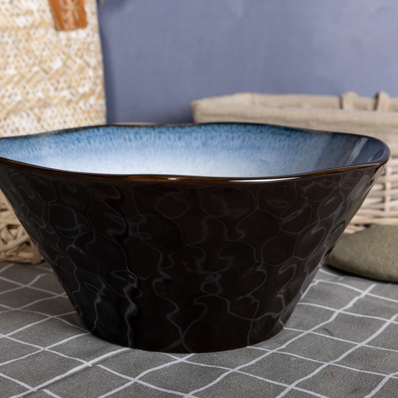 Happy Go 25cm(83oz/2300ml) Embossed Bowl With Reactive Glaze