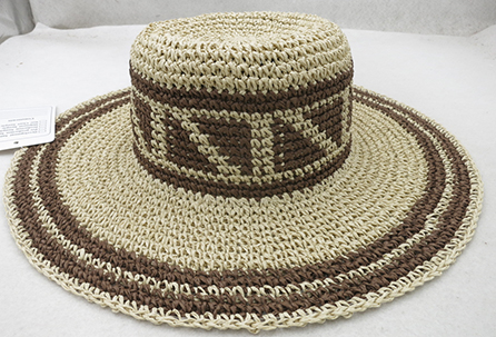 Geometric Color-blocking Wide Brim Straw Sun Hat