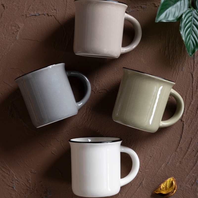3.5oz/100ml Mug, Shiny Glaze With Color Rim