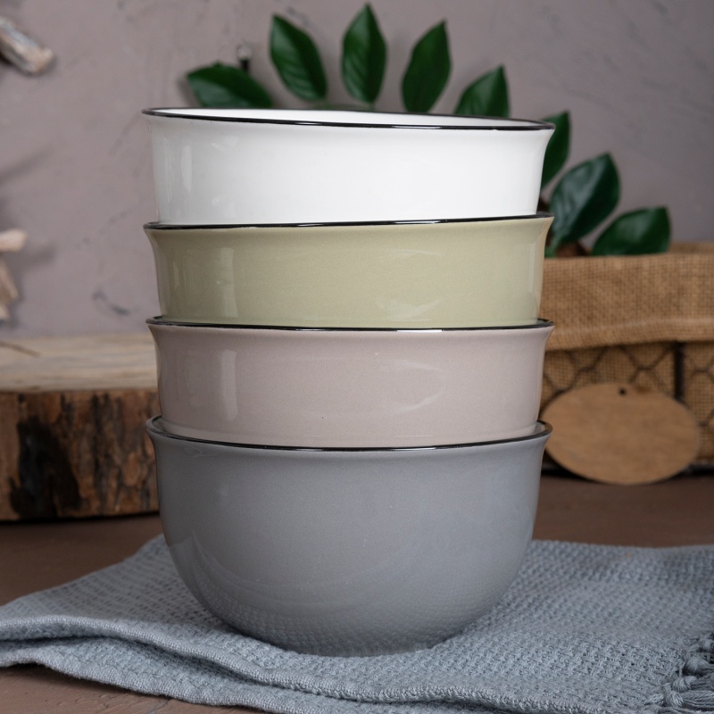 13cm(500ml) Bowl，shiny Glaze With Color Rim