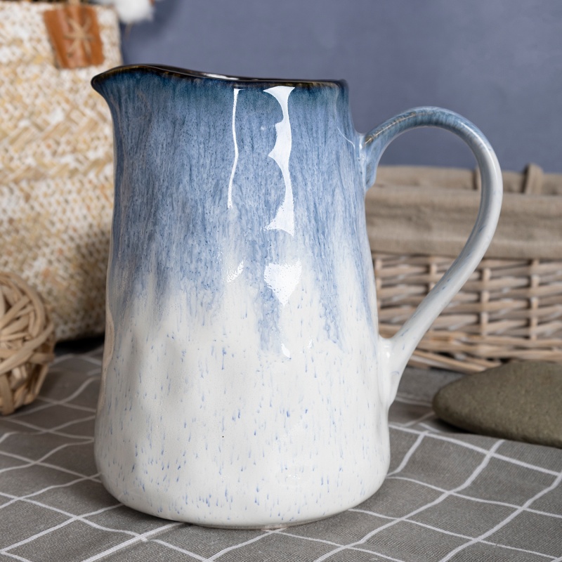 Happy Go 45oz/1280ml Embossed Pitcher With Reactive Glaze